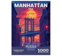 Rompecabezas De 1000 Piezas para Adolescentes Rompecabezas Manhattan Travel Poster Rompecabezas Juegos Relajantes Regalo De Cumpleaños Regalos para Reducir El Estrés 52x38cm/1000pcs