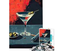 Rompecabezas de 1000 Piezas para Adolescentes Rompecabezas Martini y Revólver Difícil y desafiante Decoración para el hogar Juguetes antiestrés Apto para Mayores de 14 años 50x75cm