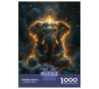 Rompecabezas De 1000 Piezas para Adolescentes Rompecabezas Meditating Elephant with Golden Sparkles Rompecabezas para Adultos Juego Familiar Análisis Y Lógica Cumpleaños 38x26cm/1000