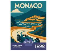 Rompecabezas De 1000 Piezas para Adolescentes Rompecabezas Monaco Grand Prix Travel para Adultos Juego Familiar Análisis Y Lógica Ayuda Al Cerebro A Ejercitarse 38x26cm/1000pcs