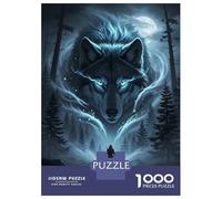 Rompecabezas De 1000 Piezas para Adolescentes Rompecabezas Mystical Wolf and Warrior in Forest Rompecabezas Juego De Ingenio Mejora La Memoria Difícil Y Desafiante 70x50cm/1000pcs