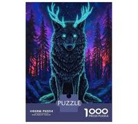 Rompecabezas De 1000 Piezas para Adolescentes Rompecabezas Mystical Wolf Antlers Forest Rompecabezas Juguetes DIY para La Diversión Familiar para Cumpleaños, Navidad 70x50cm/1000pcs