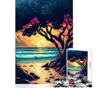 Rompecabezas de 1000 Piezas para Adolescentes Rompecabezas Naranja Atardecer Pintura al óleo decoración del hogar Juguetes Ideas de Regalos para Juegos educativos Entrena tu Cerebro y Tus Manos