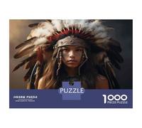 Rompecabezas De 1000 Piezas para Adolescentes Rompecabezas Native American Headdress for Women Rompecabezas Juegos Relajantes Una Obra De Arte Cumpleaños 38x26cm/1000pcs