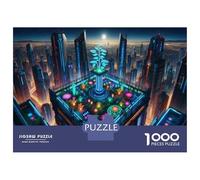 Rompecabezas De 1000 Piezas para Adolescentes Rompecabezas Neon City Rooftop Garden Rompecabezas Juego De Ingenio Mejora La Memoria Difícil Y Desafiante 38x26cm/1000pcs