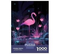 Rompecabezas De 1000 Piezas para Adolescentes Rompecabezas Neon Flamingo in A Dark Garden Rompecabezas para Adultos Juego Práctico Patrón De Montaje 70x50cm/1000pcs