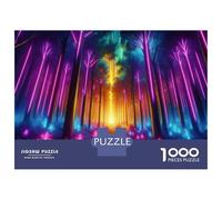 Rompecabezas De 1000 Piezas para Adolescentes Rompecabezas Neon Forest Glowing Trees Rompecabezas para Adultos Juego Práctico Patrón De Montaje 38x26cm/1000pcs