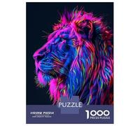 Rompecabezas De 1000 Piezas para Adolescentes Rompecabezas Neon Glitch Lion Rompecabezas para Adultos Juego Práctico Una Obra De Arte para Cumpleaños, Navidad 52x38cm/1000pcs