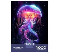 Rompecabezas De 1000 Piezas para Adolescentes Rompecabezas Neon Jellyfish Rompecabezas Juegos Relajantes Regalo De Cumpleaños Regalos para Reducir El Estrés 70x50cm/1000pcs