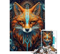 Rompecabezas de 1000 Piezas para Adolescentes Rompecabezas Neon Tribe Fox para Adultos Juguete de decoración de Pared Mejora la Memoria cumpleaños (tamaño 50x75cm)
