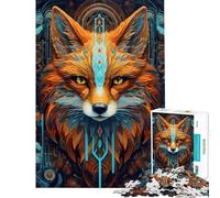 Rompecabezas de 1000 Piezas para Adolescentes Rompecabezas Neon Tribe Fox Rompecabezas para Adultos Juegos Familiares decoración del hogar Regalos de cumpleaños (tamaño 38x26cm)
