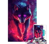 Rompecabezas de 1000 Piezas para Adolescentes Rompecabezas Neon Wolf Aura para Adolescentes Mejora la Memoria Ayuda a ejercitar el Cerebro Juego Educativo Familiar 50x75cm