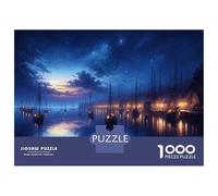 Rompecabezas De 1000 Piezas para Adolescentes Rompecabezas Night Sky Harbor Scene para Adolescentes Juegos Divertidos Una Obra De Arte para Cumpleaños, Navidad 38x26cm/1000pcs