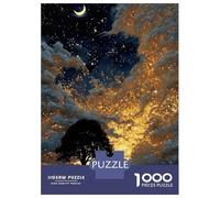 Rompecabezas De 1000 Piezas para Adolescentes Rompecabezas Night Sky Tree with Golden Clouds Rompecabezas Juegos Familiares Carrera De Velocidad Manual Regalos De Cumpleaños Y Únicos 52x38cm/1000pcs