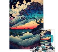 Rompecabezas de 1000 Piezas para Adolescentes Rompecabezas Olas del Atardecer para Adultos Juegos Divertidos Que mejoran la Memoria y ayudan a ejercitar el Cerebro (Tamaño 38x52cm)