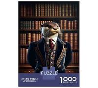 Rompecabezas De 1000 Piezas para Adolescentes Rompecabezas Otter in Suit Bookshelf Juego Práctico Carrera De Velocidad Manual Oferta como Regalos para Toda La Familia 70x50cm/1000pcs