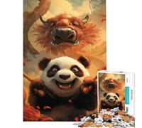 Rompecabezas de 1000 Piezas para Adolescentes Rompecabezas Panda Guerrero Samurai un desafío Educativo y Divertido Ideal para Mayores de 14 años (38x52cm)