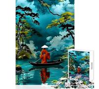 Rompecabezas de 1000 Piezas para Adolescentes Rompecabezas Paseo en Barco japonés en la Naturaleza Juguetes antiestrés Ideas de Regalos Juego Familiar Entrena tu Cerebro y Tus Manos tamaño 38x26cm