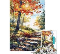 Rompecabezas de 1000 Piezas para Adolescentes Rompecabezas Pasos hacia la caída Juguete de Rompecabezas para decoración de Pared Patrón de ensamblaje Regalo para Reducir el estrés (Tamaño 38x52cm)