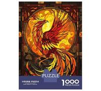 Rompecabezas De 1000 Piezas para Adolescentes Rompecabezas Phoenix Stained Glass para Adultos Juego Familiar Análisis Y Lógica Ayuda Al Cerebro A Ejercitarse 70x50cm/1000pcs
