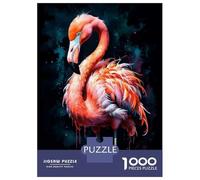Rompecabezas De 1000 Piezas para Adolescentes Rompecabezas Pink Flamingo Watercolor Rompecabezas para Adultos Juego Práctico Patrón De Montaje 52x38cm/1000pcs