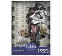 Rompecabezas De 1000 Piezas para Adolescentes Rompecabezas Pit Bull Enjoy Craft Beer Rompecabezas para Adultos Juegos Relajantes Desafío Difícil 70x50cm/1000pcs