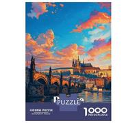 Rompecabezas De 1000 Piezas para Adolescentes Rompecabezas Prague Czech Republic Cityscape Painting para Adultos Juego Familiar Análisis Y Lógica Ayuda Al Cerebro A Ejercitarse 70x50cm/1000pcs