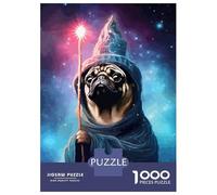 Rompecabezas De 1000 Piezas para Adolescentes Rompecabezas Pug Wizard Cute Pixel Art Rompecabezas para Adultos Juego Práctico Una Obra De Arte para Cumpleaños, Navidad 52x38cm/1000pcs