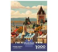 Rompecabezas De 1000 Piezas para Adolescentes Rompecabezas Quebec City Vintage Travel Juego Práctico Carrera De Velocidad Manual Oferta como Regalos para Toda La Familia 52x38cm/1000pcs