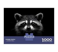 Rompecabezas De 1000 Piezas para Adolescentes Rompecabezas Raccoon Portrait on Black Background Rompecabezas Juego De Ingenio Mejora La Memoria Difícil Y Desafiante 38x26cm/1000pcs