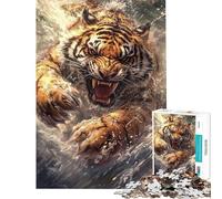 Rompecabezas de 1000 Piezas para Adolescentes Rompecabezas Raging Tiger para Adultos Juego de ingenio para Mejorar la Memoria Ideal para cumpleaños y Navidad (tamaño 50x75cm)