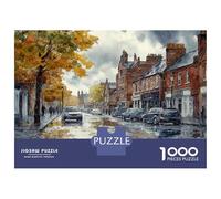 Rompecabezas De 1000 Piezas para Adolescentes Rompecabezas Rainy Day in Town Rompecabezas para Adultos Juego Práctico Patrón De Montaje 52x38cm/1000pcs