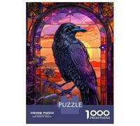 Rompecabezas De 1000 Piezas para Adolescentes Rompecabezas Raven Gothic Stained Glass Rompecabezas Juegos Relajantes Una Obra De Arte Cumpleaños 70x50cm/1000pcs
