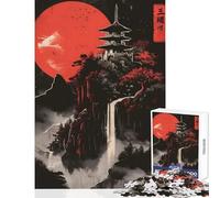 Rompecabezas de 1000 Piezas para Adolescentes Rompecabezas Red Moon Japan Ink Juguetes antiestrés Regalos de Amigo Secreto Juegos de relajación Mejora del Amor en Pareja tamaño 50x75cm