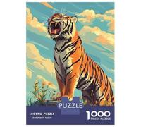 Rompecabezas De 1000 Piezas para Adolescentes Rompecabezas Roaring Tiger in Floral Landscape Rompecabezas Juegos Relajantes Una Obra De Arte Cumpleaños 38x26cm/1000pcs