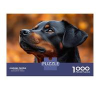 Rompecabezas De 1000 Piezas para Adolescentes Rompecabezas Rottweiler Portrait with Autumn Background Rompecabezas Juego De Ingenio Mejora La Memoria Difícil Y Desafiante 38x26cm/1000pcs