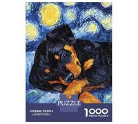 Rompecabezas De 1000 Piezas para Adolescentes Rompecabezas Rottweiler Puppy Sleeping Starry Night Rompecabezas para Adultos Juegos Divertidos Decoración Difícil Y Desafiante 70x50cm/1000pcs