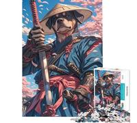 Rompecabezas de 1000 Piezas para Adolescentes Rompecabezas Rottweiler Samurai Blossom Difícil y desafiante Una Obra de Arte Juegos Divertidos Apto para Mayores de 14 años 38x52cm