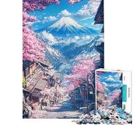 Rompecabezas de 1000 Piezas para Adolescentes Rompecabezas Sakura Street to Fuji para Adultos Juego de ingenio para Mejorar la Memoria Ideal para cumpleaños y Navidad (tamaño 38x26cm)
