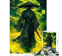 Rompecabezas de 1000 Piezas para Adolescentes Rompecabezas Samurai en Llamas Verdes Juego de ingenio para Toda la Familia Juguete Decorativo para la Pared interacción Entre Padres e Hijos (38x52cm)