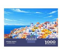 Rompecabezas De 1000 Piezas Para Adolescentes Rompecabezas Santorini, Greece Colorful Coastal Village Rompecabezas Para Adultos Juego Práctico Una Obra De Arte Para Cumpleaños, Navidad 70x50cm/1000pcs
