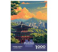 Rompecabezas De 1000 Piezas para Adolescentes Rompecabezas Seoul, South Korea Illustration Rompecabezas Juegos Relajantes Regalo De Cumpleaños Regalos para Reducir El Estrés 70x50cm/1000pcs