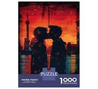 Rompecabezas De 1000 Piezas para Adolescentes Rompecabezas Silhouette Kiss at Sunset Rompecabezas Juegos Relajantes Una Obra De Arte Cumpleaños 52x38cm/1000pcs