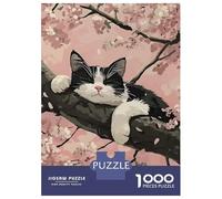 Rompecabezas De 1000 Piezas para Adolescentes Rompecabezas Sleeping Cat in Cherry Blossoms para Adultos Juego Familiar Análisis Y Lógica Ayuda Al Cerebro A Ejercitarse 52x38cm/1000pcs