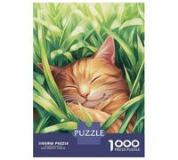 Rompecabezas De 1000 Piezas para Adolescentes Rompecabezas Sleeping Cat in Grass Juego Familiar De Rompecabezas Carrera De Velocidad Manual Cumpleaños 38x26cm/1000pcs