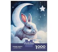 Rompecabezas De 1000 Piezas para Adolescentes Rompecabezas Sleepy White Rabbit on Clouds Watercolor Rompecabezas Juegos Relajantes Regalo De Cumpleaños Regalos para Reducir El Estrés 70x50cm/1000pcs