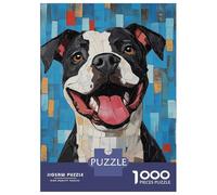 Rompecabezas De 1000 Piezas para Adolescentes Rompecabezas Smiling Pitbull Mosaic Rompecabezas Juegos Relajantes Una Obra De Arte Cumpleaños 70x50cm/1000pcs