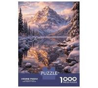 Rompecabezas De 1000 Piezas para Adolescentes Rompecabezas Snowy Mountain Reflection at Sunrise Rompecabezas para Adultos Juego Práctico Una Obra De Arte para Cumpleaños, Navidad 52x38cm/1000pcs
