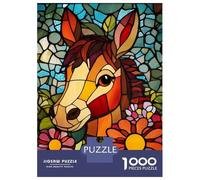Rompecabezas De 1000 Piezas para Adolescentes Rompecabezas Stained Glass Horse Art-1 Rompecabezas para Adultos Juego Práctico Patrón De Montaje 70x50cm/1000pcs