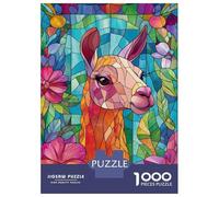Rompecabezas De 1000 Piezas para Adolescentes Rompecabezas Stained Glass Llama Rompecabezas para Adultos Juego Práctico Patrón De Montaje 70x50cm/1000pcs